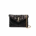 Saint Laurent Loulou Puffer Small Shoulder Bag In Black 28Cm