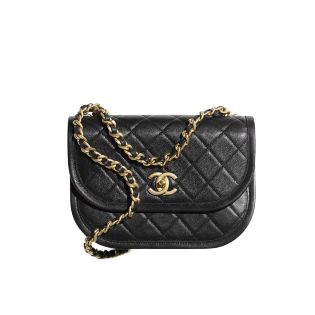 Chanel Crossbody Bag Leather And Gold Tone Metal Black 23Cm As4845 B16235 94305 - Image 2