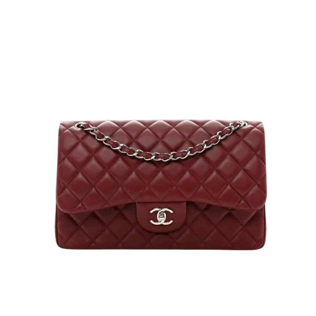 Chanel Classic Double Flap Bag Plum Red 25cm - Image 2