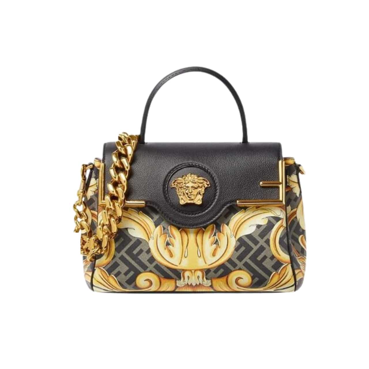 TBNB-25-2.jpg Versace X Fendi Fendace La Medusa Medium Handbag Black - Image 1
