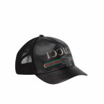 Gucci Gg Print Leather Baseball Cap Black