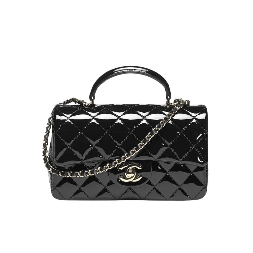 Chanel Mini Classic Handbag With Top Handle Black 20cm As2431 B18237 94305 - Image 2