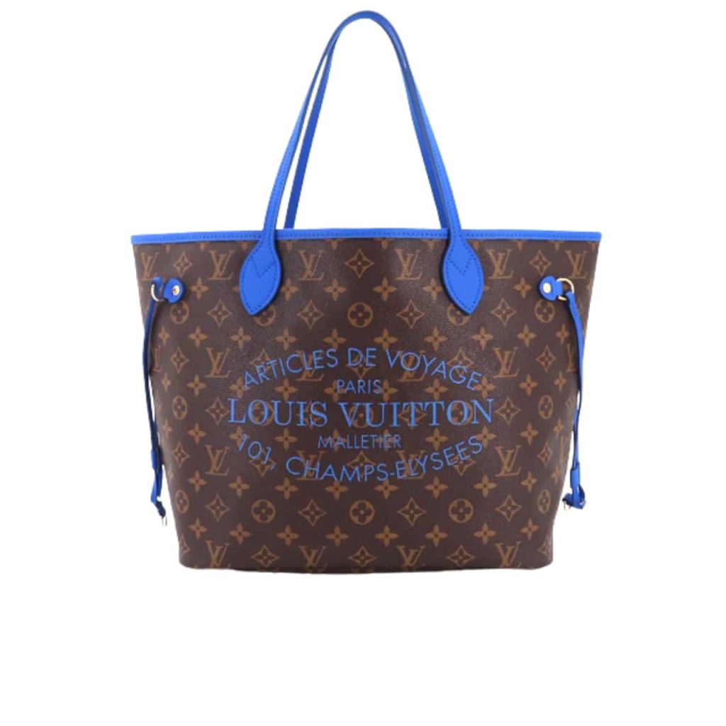 Louis Vuitton Neverfull MM Bag Ikat Flower Monogram Granblue Blue 33cm M40938 - Image 2