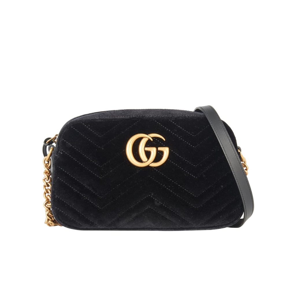 Gucci Small Gg Marmont Camera Bag Velvet Black 23Cm - Image 2