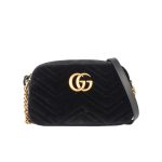 Gucci Small Gg Marmont Camera Bag Velvet Black 23Cm