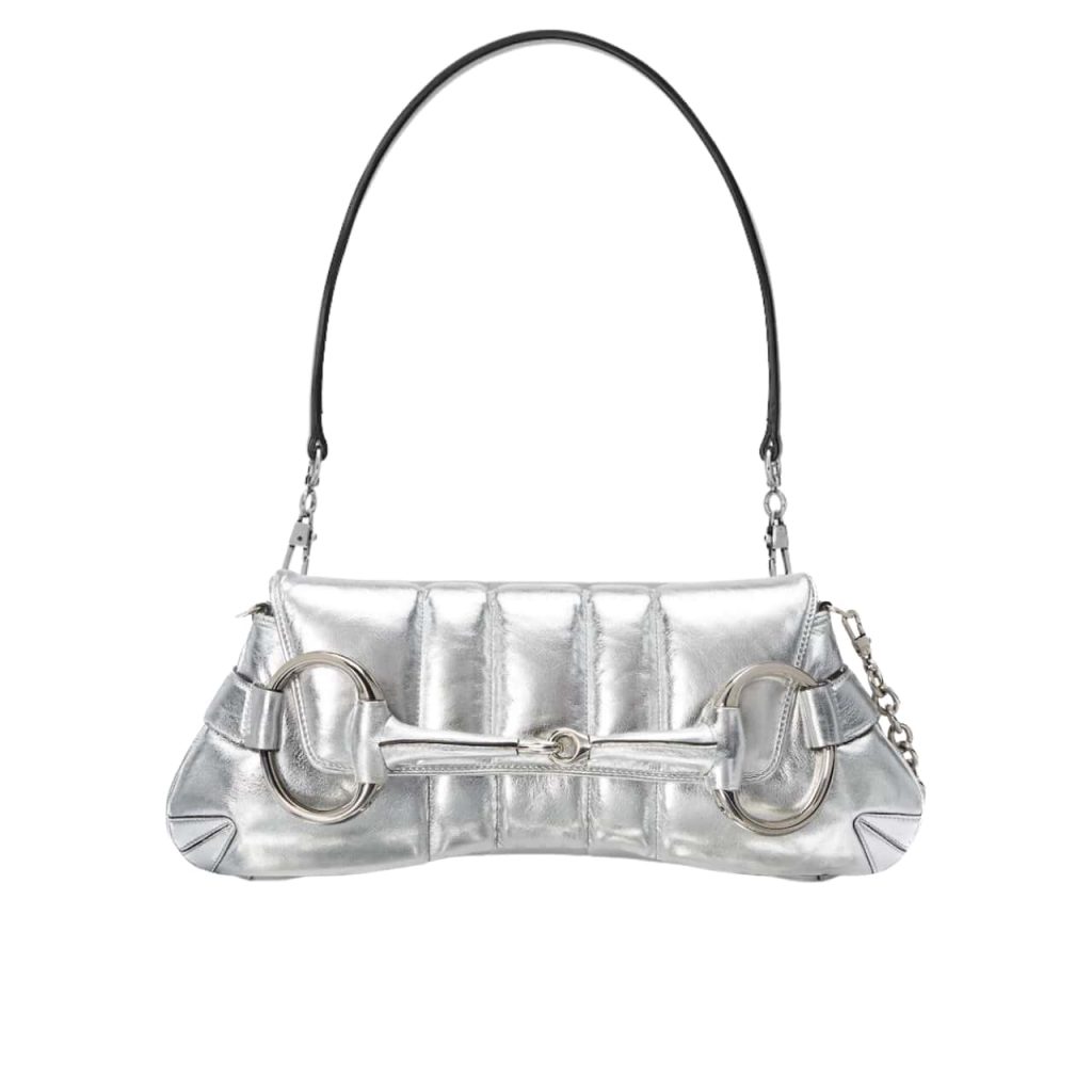 Gucci Horsebit Chain Small Shoulder Bag Silver 27Cm - Image 2