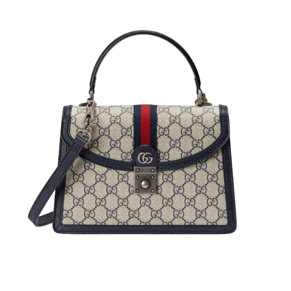 Gucci Ophidia Small Top Handle Bag Beige And Dark Blue 25Cm 651055 96Iwn 4076 - Image 2