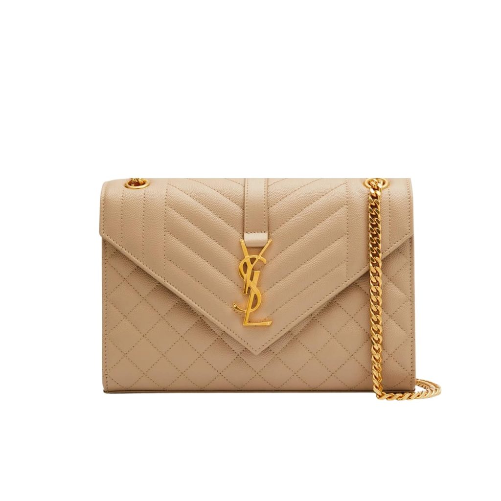 Saint Laurent Envelope Matelassé Grain De Poudre Dark Beige 24Cm - Image 2