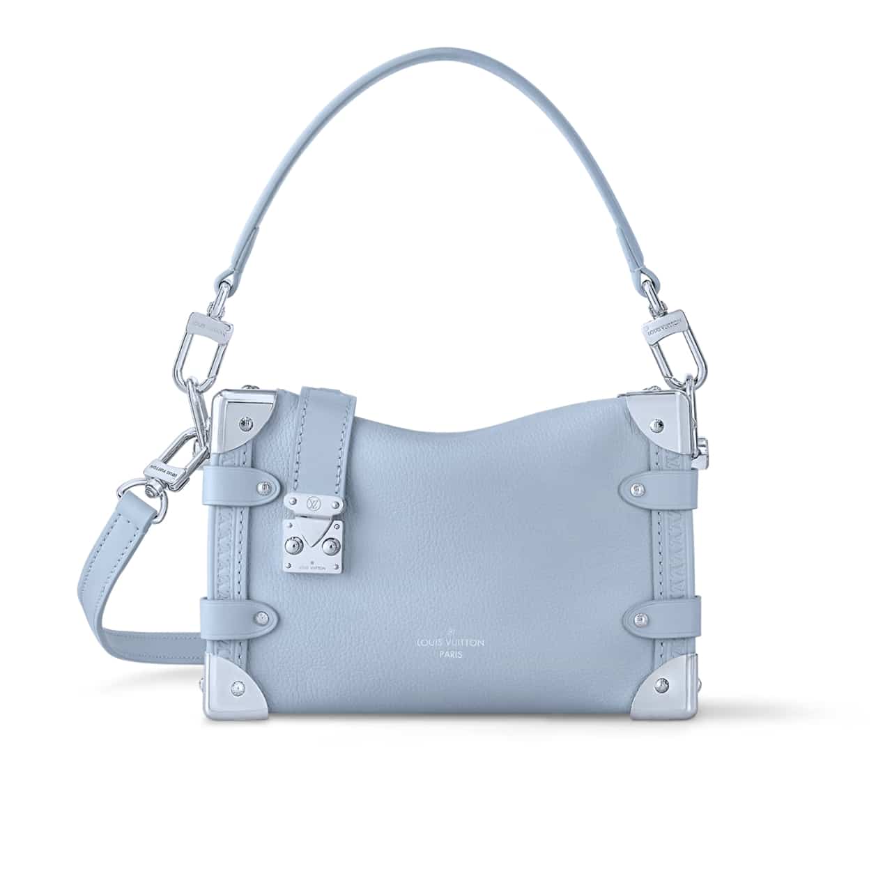 TBNB-3-4-2.jpg Louis Vuitton Side Trunk MM Grained Calf Leather Bleu Olympe 23Cm M25067 - Image 1