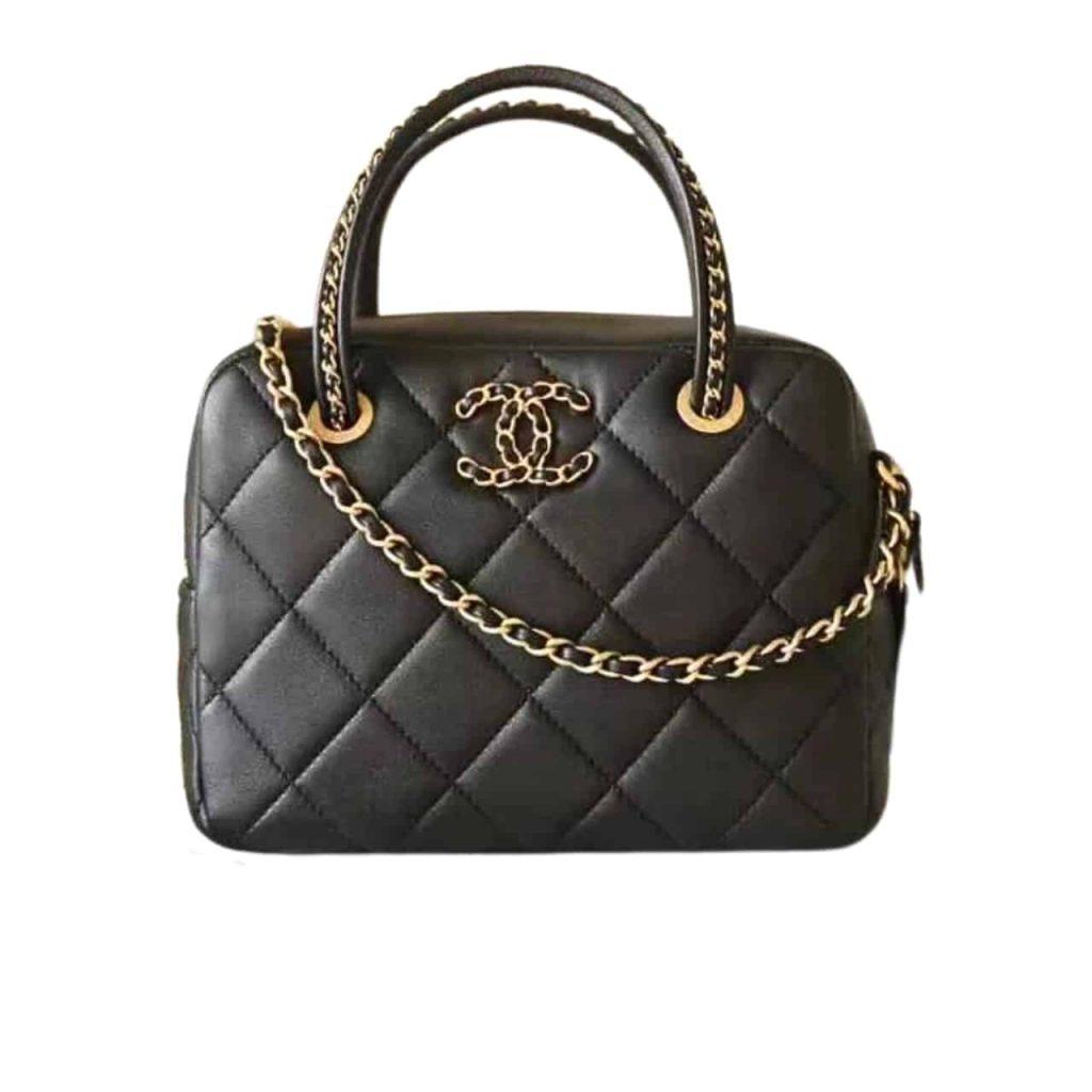 Chanel 25c Chain Handle Bowling Bag Black 18cm - Image 2