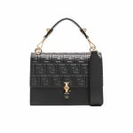 Fendi Logo Embossed Kan I Black 24Cm