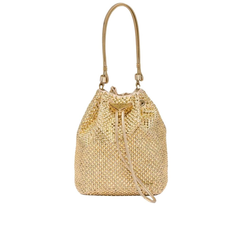 Prada Embellished Satin Pouch Platinum Color 20Cm 1Nr016 2Awl F0522 - Image 2