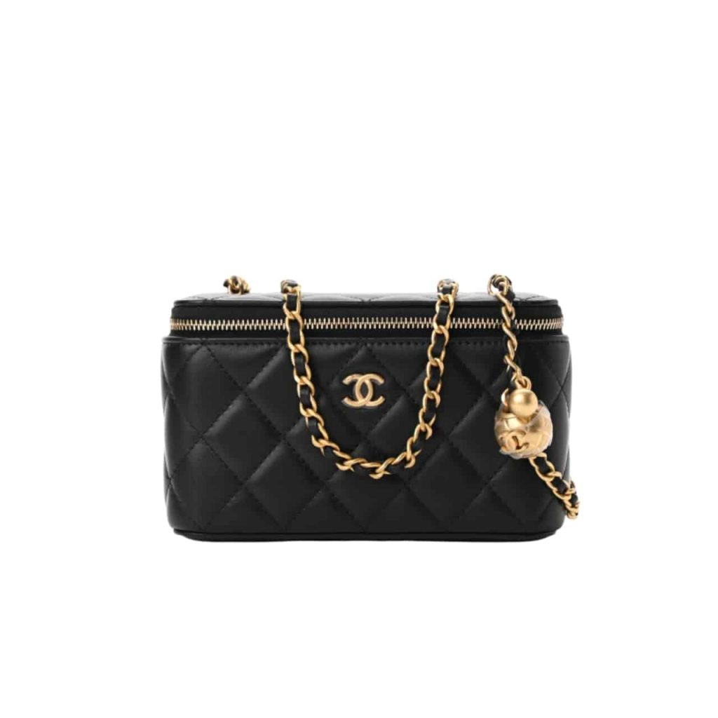 Chanel Pearl Crush Vanity Case With Chain In Black 17Cm - Image 2
