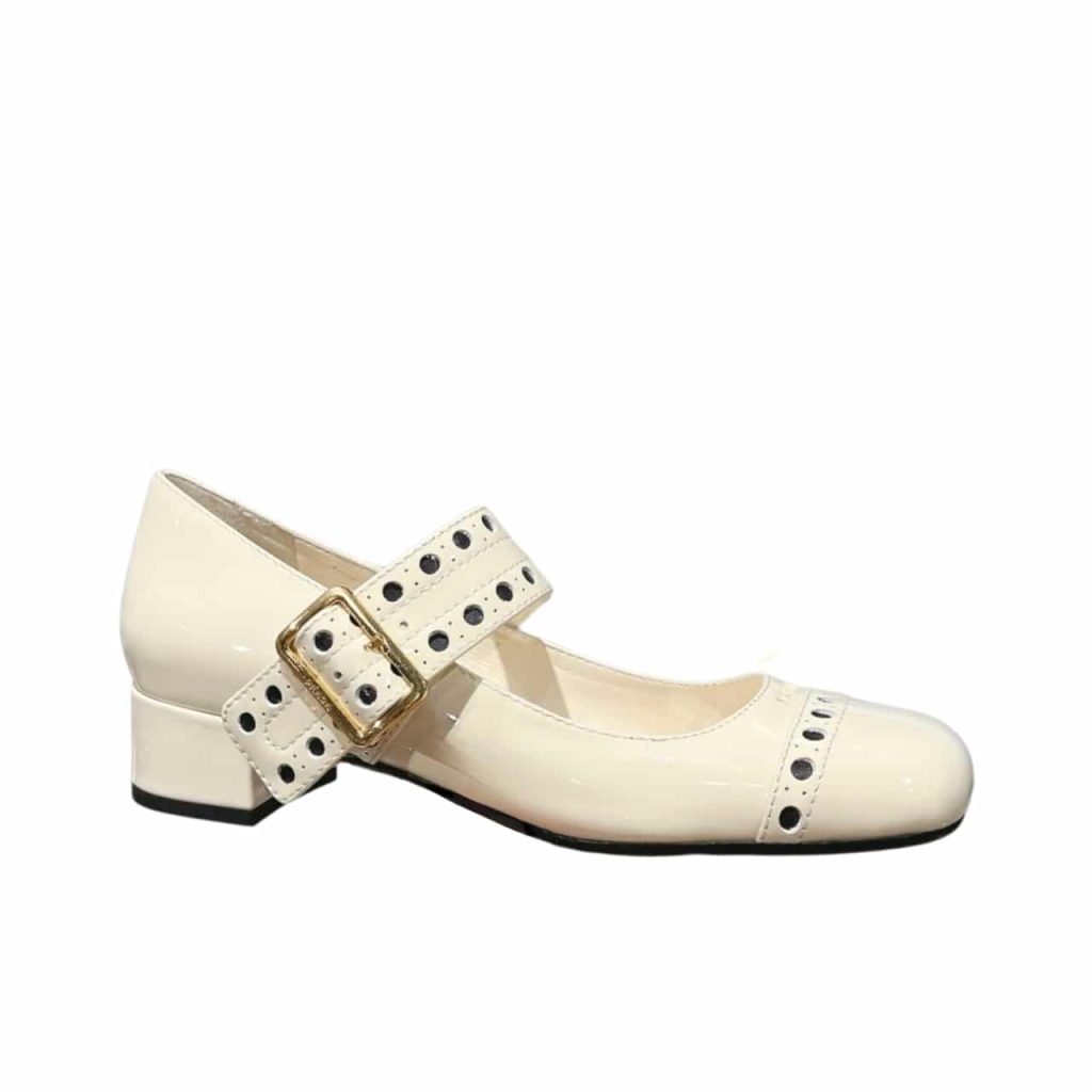 Prada Patent Leather Mary Jane Pumps White - Image 2