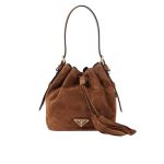Prada Small Suede Bucket Bag In Brown 20Cm