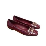 Louis Vuitton Signature Lv Logo Shiny Wine Red Ballerina - Image 6