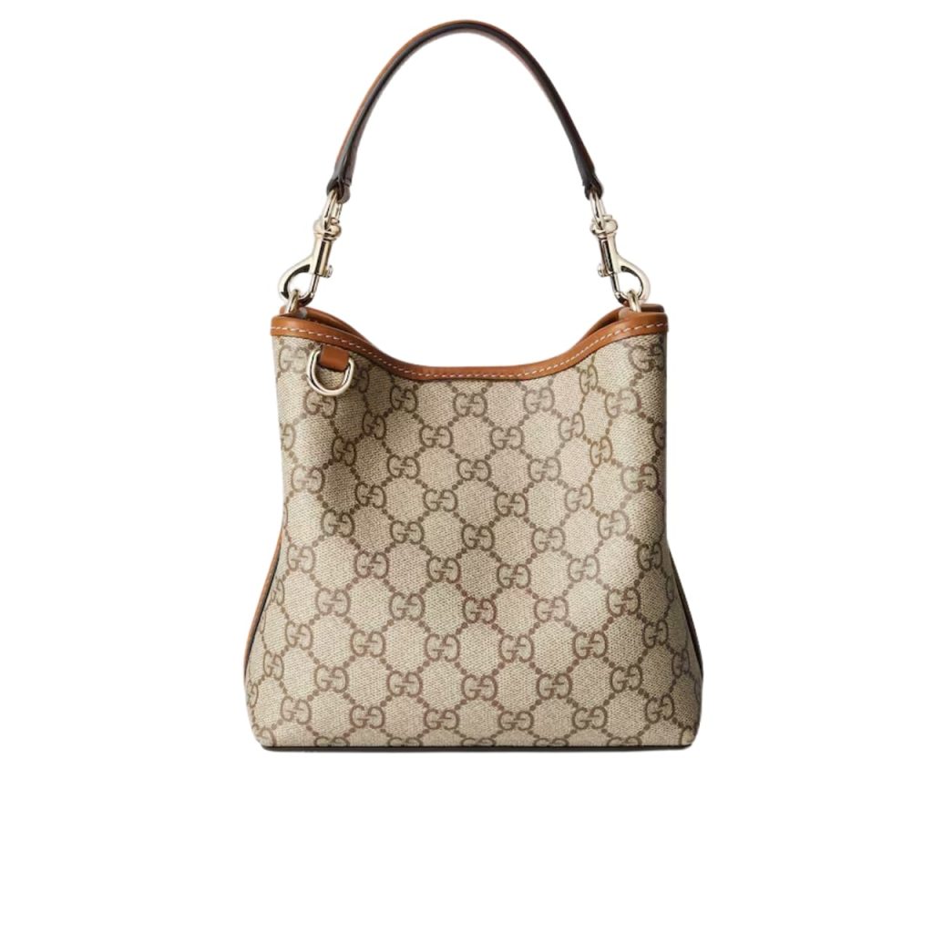 Gucci Gg Emblem Mini Bucket Bag Beige And Dark Brown 21Cm ‎815118 Fad6L 9758 - Image 2