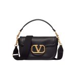 Valentino Garavani Alltime Grainy Leather Shoulder Bag Black 23Cm 5W0B0N20Imz 0No
