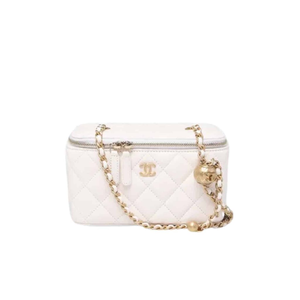 Chanel Pearl Crush Vanity Case With Chain In White 17Cm - Image 2