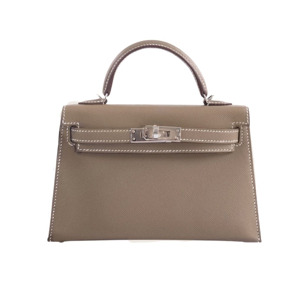 Hermès Mini Kelly Epsom Silver Buckle Etoupe 20Cm - Image 2