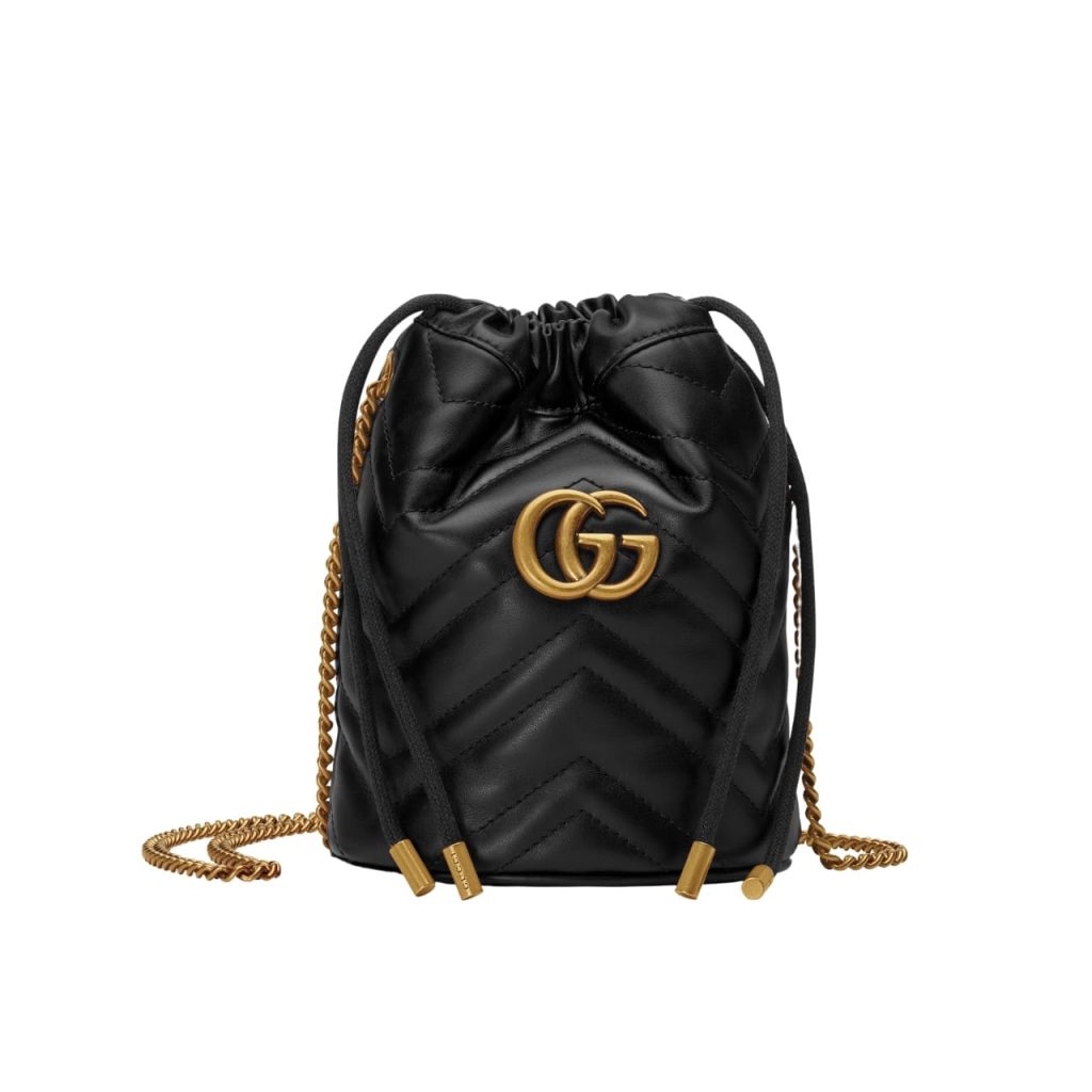 Gucci Gg Marmont Matelassé Chevron Mini Bucket Bag Black 15Cm ‎575163 Dtdrt 1000 - Image 2