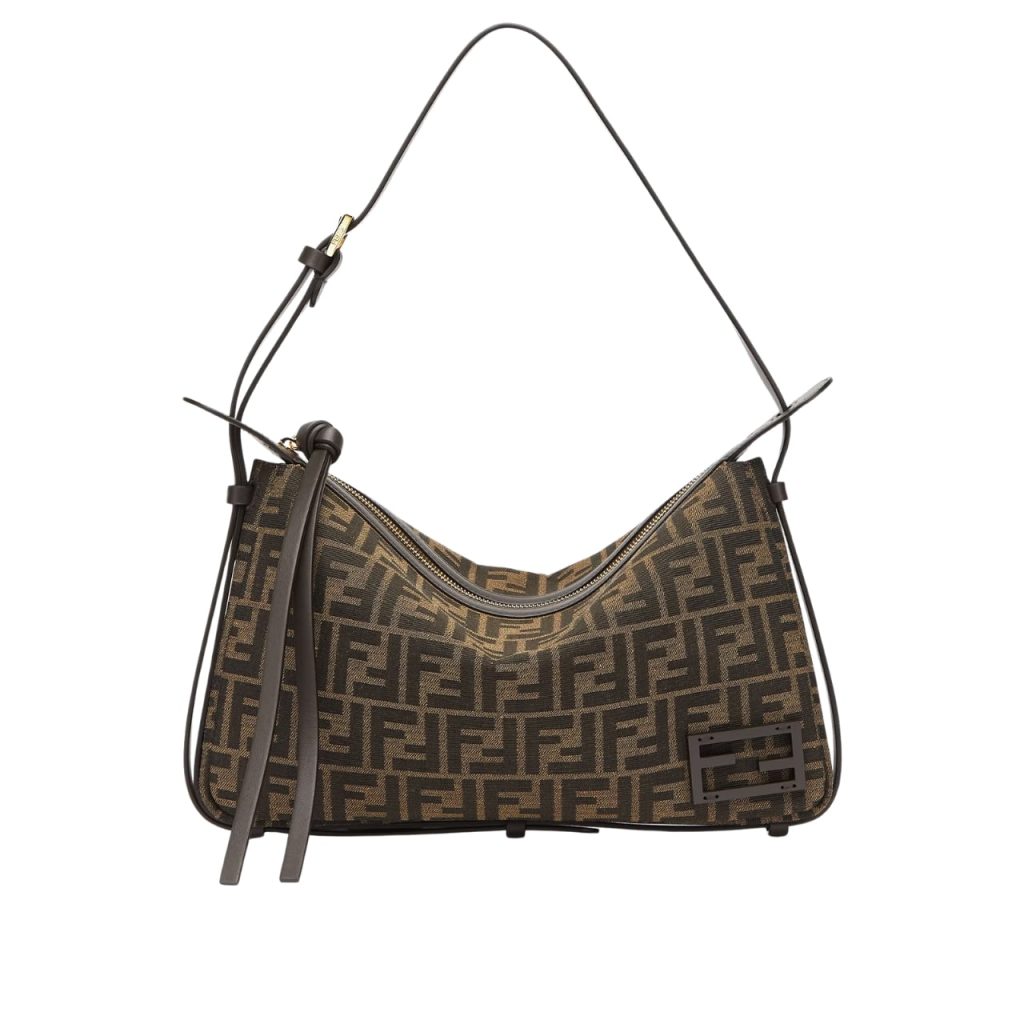 Fendi Simply Fendi Medium Brown Ff Jacquard Fabric Bag 25Cm 8Br829Afpmf1Gl7 - Image 2