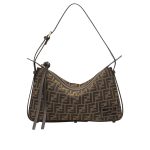 Fendi Simply Fendi Medium Brown Ff Jacquard Fabric Bag 25Cm 8Br829Afpmf1Gl7