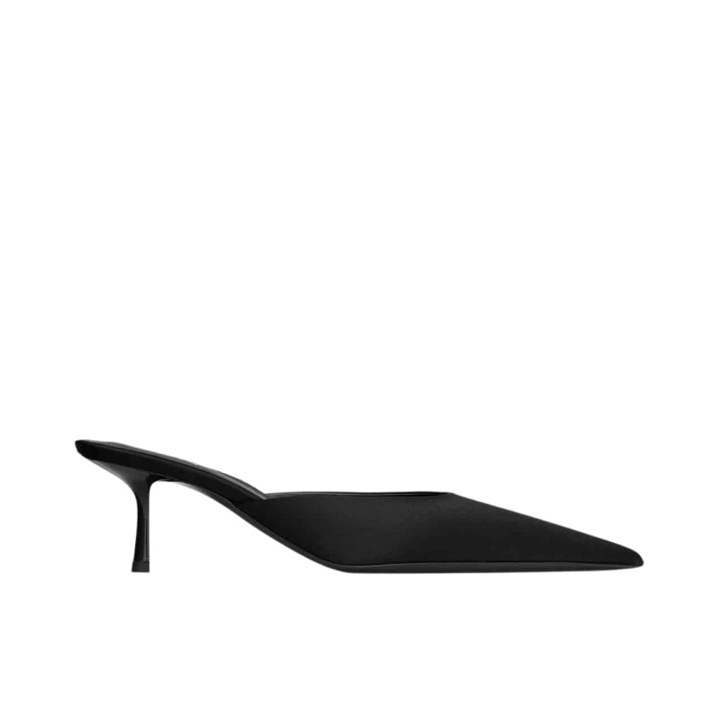 Saint Laurent Barbara Mules Satin In Black 7869079Qn001000 - Image 2
