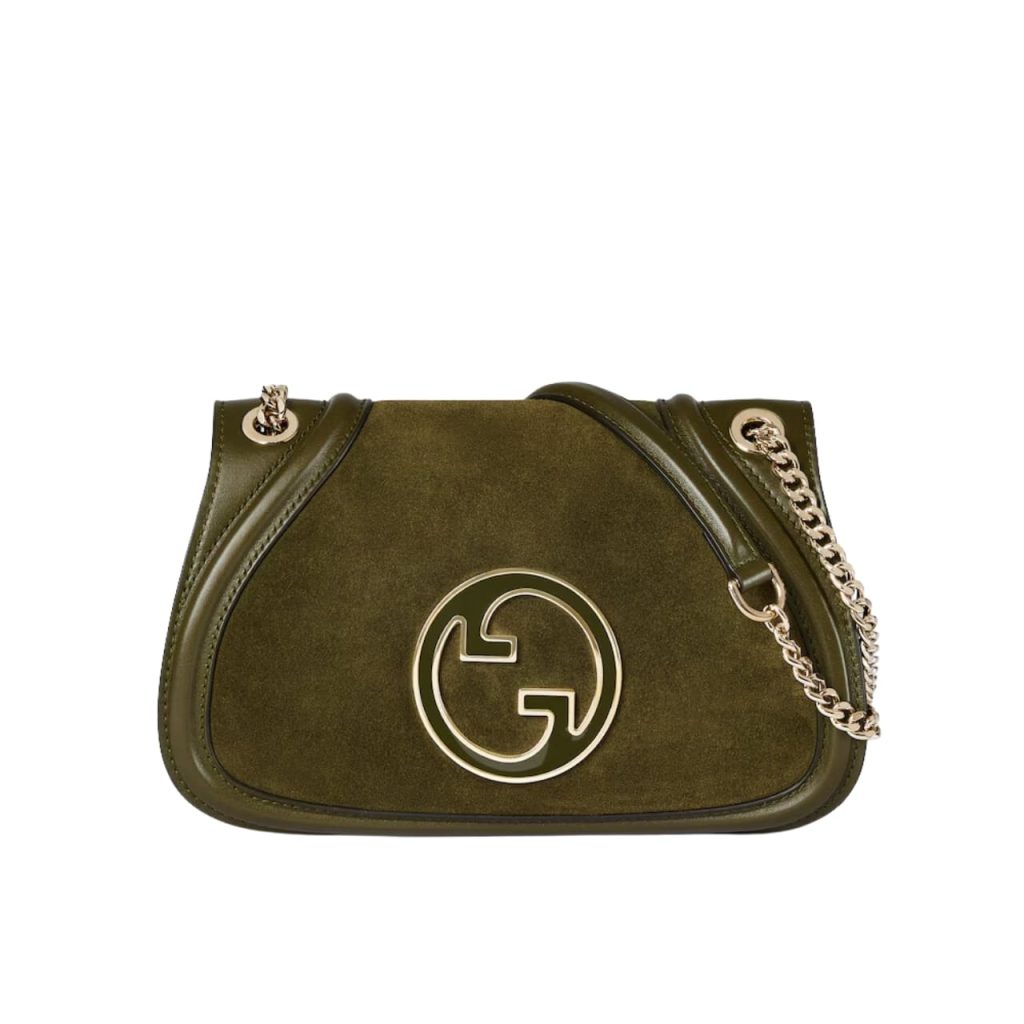 Gucci Blondie Small Shoulder Bag Dark Green Suede 26cm 815715 Caaau 3027 - Image 2