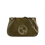Gucci Blondie Small Shoulder Bag Dark Green Suede 26cm 815715 Caaau 3027