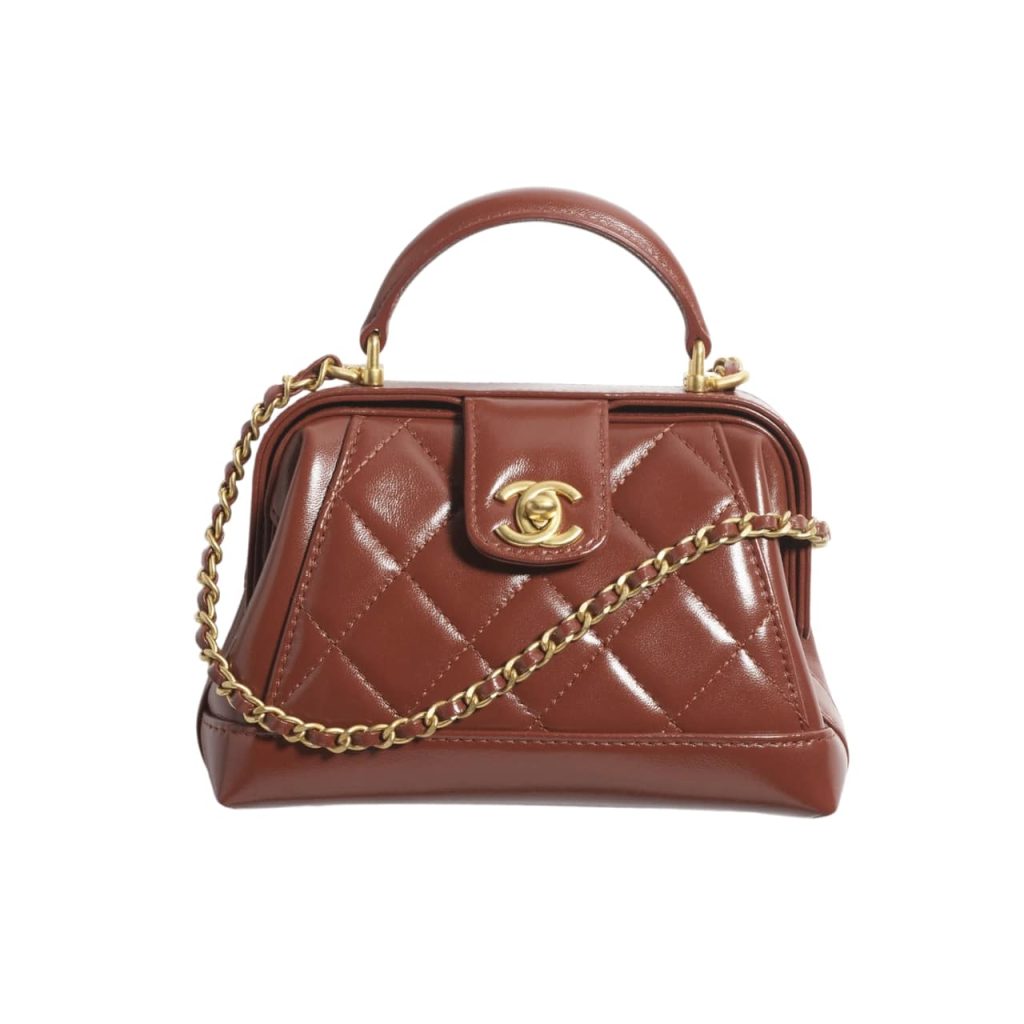 Chanel Mini Bag With Top Handle Shiny And Gold Tone Metal Brown 19Cm As4958 B16872 Ny562 - Image 2
