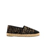 Chanel Metallic Tweed Grosgrain Cc Espadrilles Slip On Gold Black - Image 7