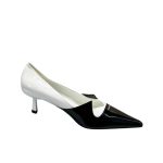 Prada Two Tone Toe Kitten Heels In Black And White - Image 8