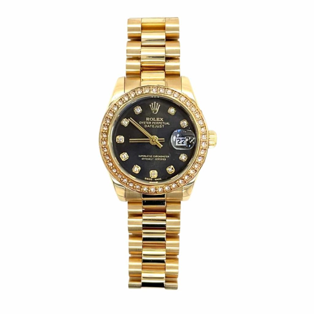 Rolex Lady Datejust 28 Diamond Dial 18k Gold In Black 28mm - Image 2