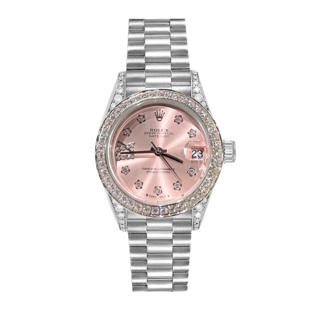 Rolex Datejust Diamond Bezel Oyster White Gold Pink 28mm - Image 2