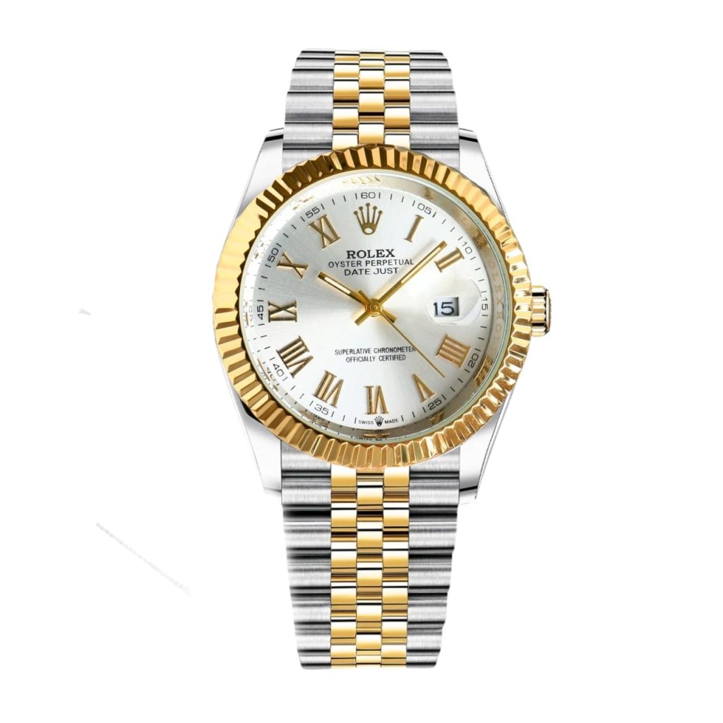 Rolex Datejust Roman Numeral Dial Oystersteel And Gold In White 41mm - Image 2