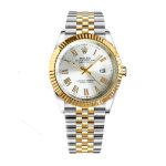 Rolex Datejust Roman Numeral Dial Oystersteel And Gold In White 41mm