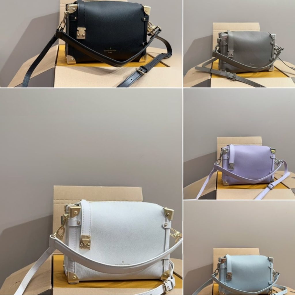 Louis Vuitton Side Trunk MM Grained Calf Leather Bleu Olympe 23Cm M25067 - Image 4