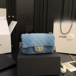 Chanel Classic Handbag Washed Denim And Gold Tone Metal Blue 19Cm A01112 B16747 Nx158 - Image 4