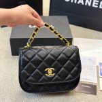 Chanel Crossbody Bag Leather And Gold Tone Metal Black 23Cm As4845 B16235 94305 - Image 4