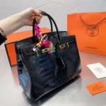 Hermes Birkin 30 Shiny Porosus Crocodile Black Noir 30Cm - Image 3