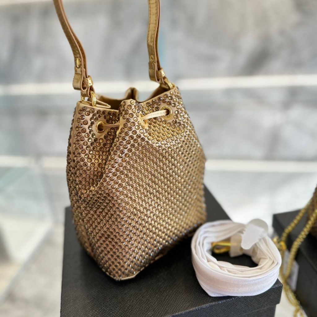 Prada Embellished Satin Pouch Platinum Color 20Cm 1Nr016 2Awl F0522 - Image 5