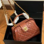 Chanel Mini Bag With Top Handle Shiny And Gold Tone Metal Brown 19Cm As4958 B16872 Ny562 - Image 4