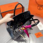 Hermes Birkin 30 Shiny Porosus Crocodile Black Noir 30Cm - Image 4