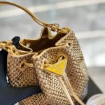 Prada Embellished Satin Pouch Platinum Color 20Cm 1Nr016 2Awl F0522 - Image 6