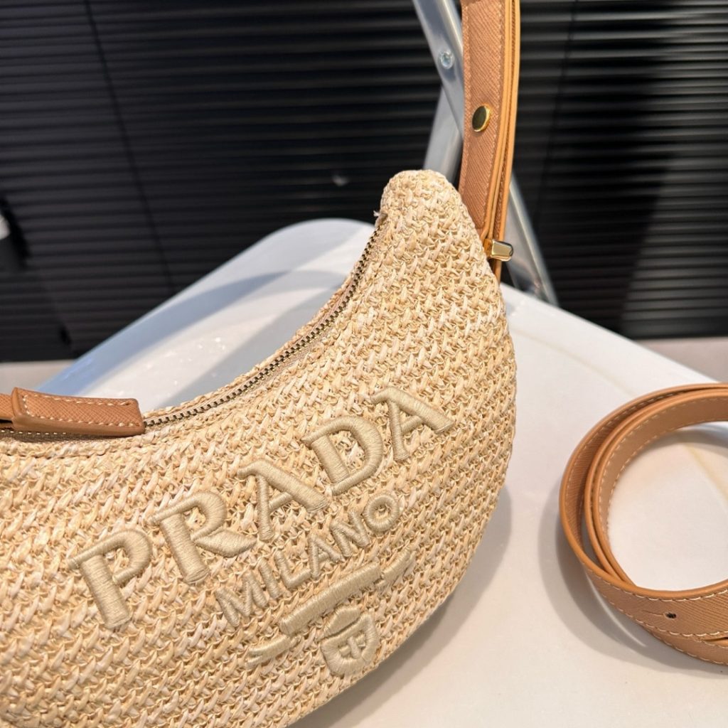 Prada Arqué Crochet Shoulder Bag Natural 22Cm 1Bc194 2M2T F0018 V Ouo - Image 8