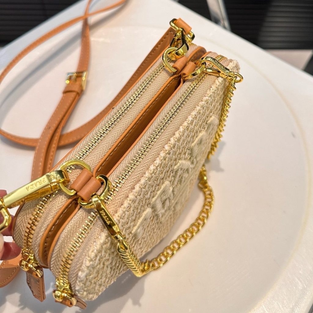 Prada Crochet Mini Pouch Natural 19cm 1NR015 2CXK F0018 - Image 8