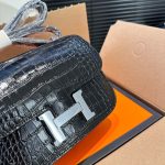 Hermès Mini Constance 19 Shiny Alligator Palladium Hardware Black 19Cm - Image 8