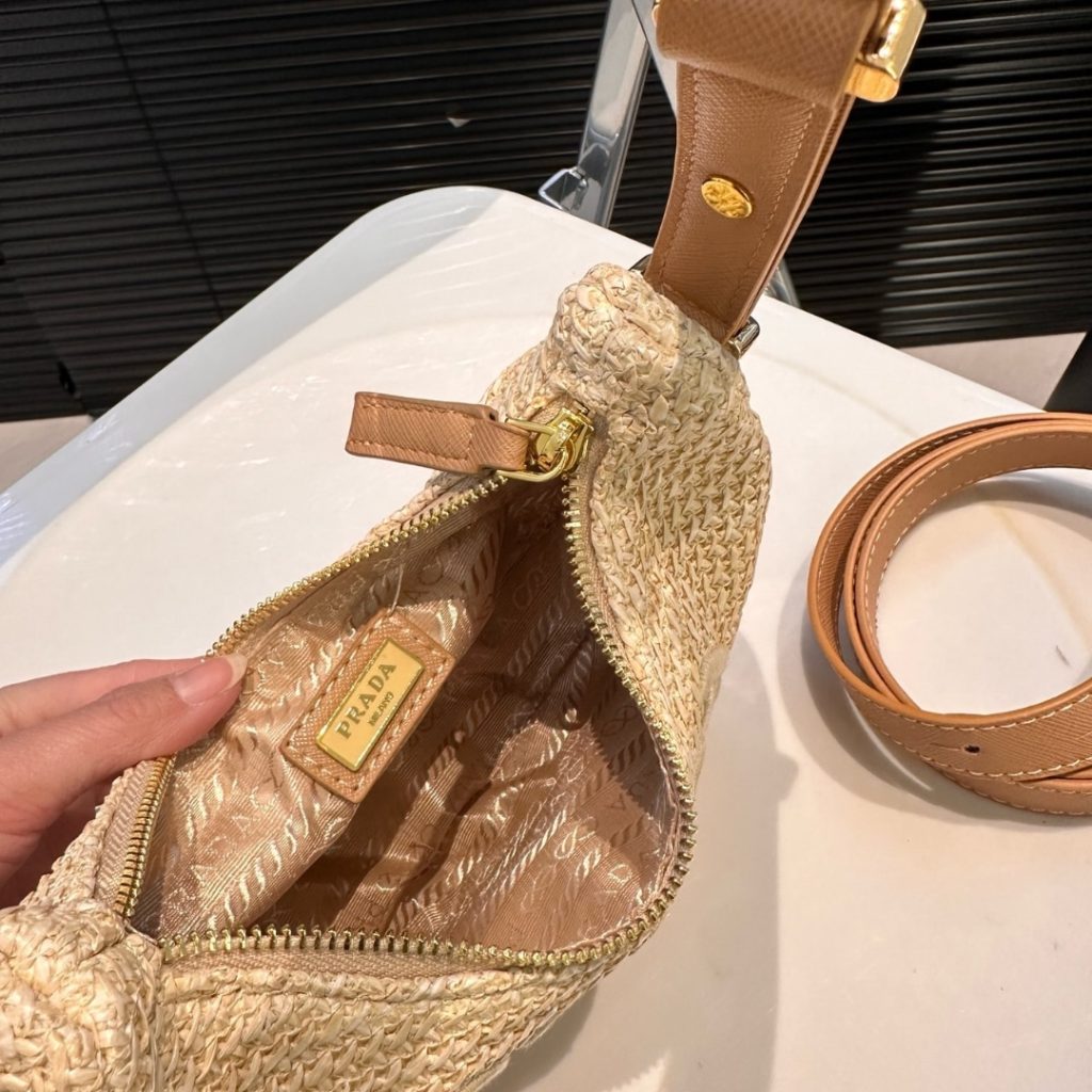 Prada Arqué Crochet Shoulder Bag Natural 22Cm 1Bc194 2M2T F0018 V Ouo - Image 9