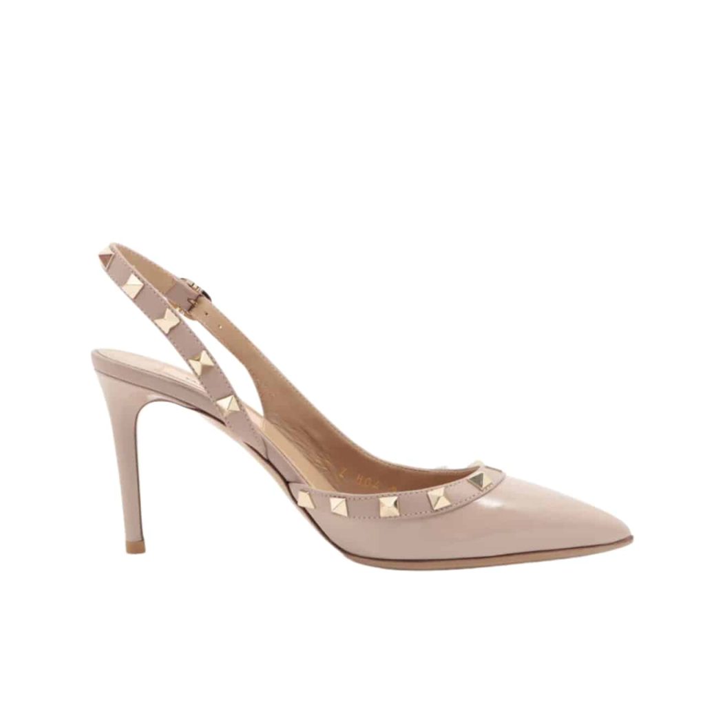 Valentino Garavani Rockstud Patent Leather Strap Pump Beige - Image 2